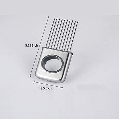 Stainless Steel Onion Cut Holder Slicer With 10 Even Prong Easy Hold Vegetable To Cut Tomato Lemon Potatoes And Loosen Meat Kitchen Tools(Silver)