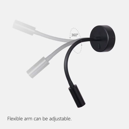 Wall Mounted Reading Lamp LED 3W Warm White 3000K Hardwired for Reading Matt Black(Black Hard-Wired 2PCS)
