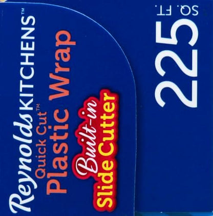 Reynolds Kitchens Clear Plastic Wrap, Built-In Slide Cutter, 225sq ft | Plastic Cling Wrap for Food Storage, Seals in Freshness, Clean Cut Every Time, Ideal For Leftovers, BPA-Free, 12 in x 225 ft