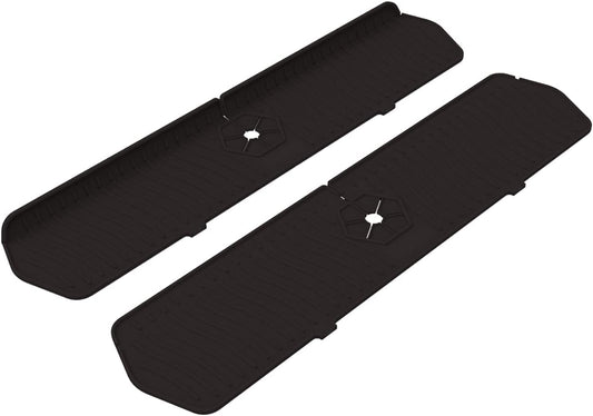 Kitchen Faucet Sink Splash Guard, 24" x 5.6'' Upgrade Silicone Faucet Water Catcher Mat, Sink Draining Pad Behind Faucet, Rubber Drying Mat for Countertop, Bathroom, Farmhouse, RV (Black)