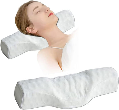Cervical Neck Pillow for Pain Relief Sleeping, Neck roll Pillow Memory Foam for Stiff Neck Pain Relief ，Travel Bolster Pillow for Bed for Side Sleepers Back Sleeper. (Blue)