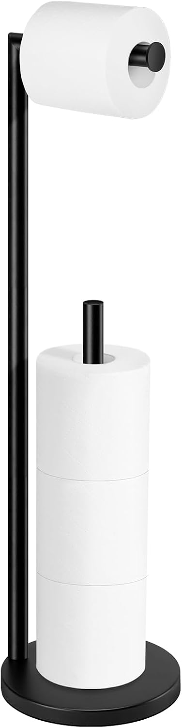 Toilet Paper Holder Stand, Brushed Nickel Toilet Paper Holder Free Standing | Stainless Steel Toilet Paper Holder for 4 Rolls, Bathroom Organizers and Storage with Anti-Slip Base and Rustproof