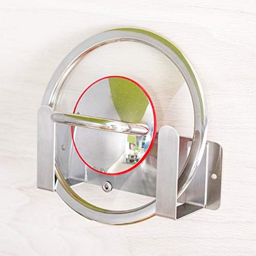 Pot Lid Rack, Wall Mounted 304 Stainless Steel Pan Lid Organizer Holder, Self Adhesive, Kitchen Cooking Utensil Tool(Gold,Set of 2)