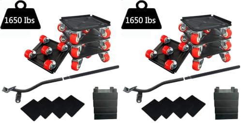 Furniture-Dolly-Furniture-Movers with-5-Wheels, Furniture Sliders Lifters Tool Set for Moving Heavy Duty, Furniture Dollies, Max Capacity 1650Ib Red