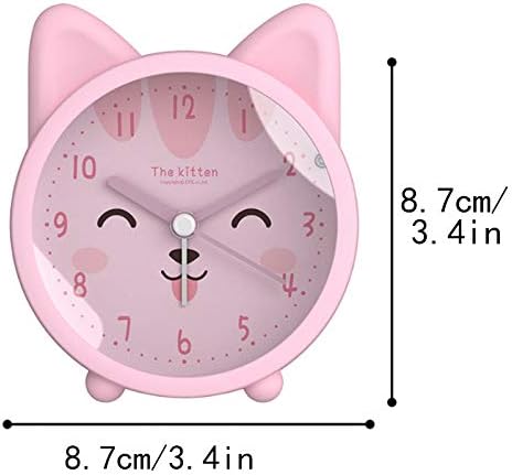 3" Cat Silicone Analog Alarm Clock Silent Non Ticking Backlight Desk Clock