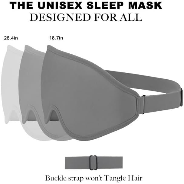 3D Sleep Mask for Side Sleepers, Blackout & Zero Pressure - Breathable Memory Foam, Adjustable Strap - for Travel, Yoga & Meditation Black