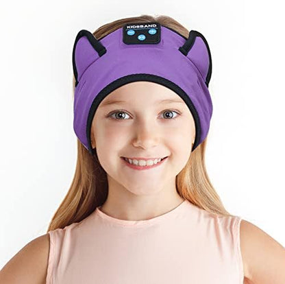 KIDSBAND Kids Bluetooth Headphones, Sleep Headband [Wireless & Wired Playback 2in1] Foldable Headphones for School/Travel/Tablet/Sleep