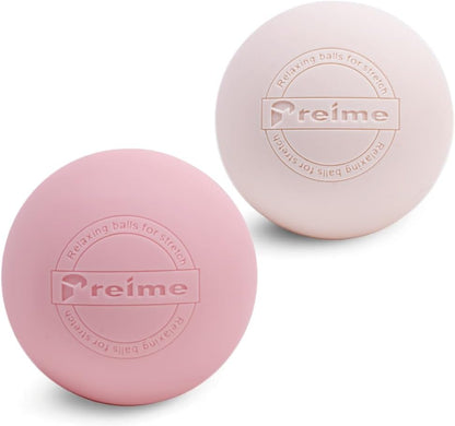 Massage Lacrosse Balls for Myofascial Release, Trigger Point Therapy,Manual Massage Balls, Muscle Knots, and Yoga Deep Tissue Massage. Set of 2 Firm Balls (Ivory and Off-White)