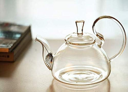 Glass Filtering Tea Maker Teapot with a Warmer and 6 Double-walled Tea Cups Set (Heating base, Standard)