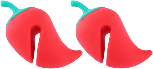 ABOOFAN Silicone Pot Lid Lifter Set of 2 Cute Pepper Shape Spill Stopper and Steam Release Tool for Kitchen Cooking and Boiling Pots