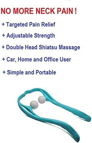 Mount Plus M1212 Shiatsu Neck Massager for Neck and Shoulder with Deep Tissue Trigger Point Manual Self Muscle Massage for Muscle Pain Relief (Simulates Massage Therapist Hands) (Blue)