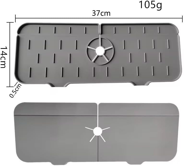 Silicone Sink Splash Guard for Faucet – Faucet Mat Drip Catcher, Kitchen Sink Water Guard, Behind Faucet Protector, Fast-Drying, Fits Most Sinks (14.5” x 5.5”, Dark Gray)