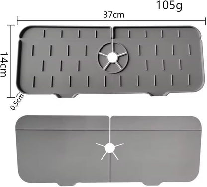 Silicone Sink Splash Guard for Faucet – Faucet Mat Drip Catcher, Kitchen Sink Water Guard, Behind Faucet Protector, Fast-Drying, Fits Most Sinks (14.5” x 5.5”, Dark Gray)