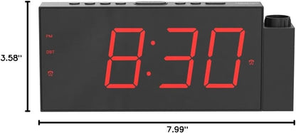 Mesqool Projection Alarm Clock with Bed Shaker, Dual Alarms