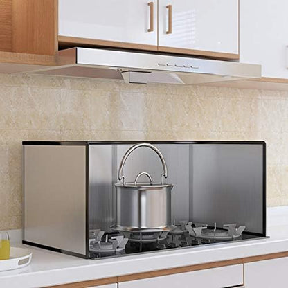 4 Sided Oil Splatter Guard, Grease Splatter Screen, 31.5"Dx15.8"Wx11.8"H | Heavy-Duty Stainless Steel Stove Splash Guard, Foldable Oil Proof Baffle Fry Wall Splash Guards, Folds Flat, Heat Safe