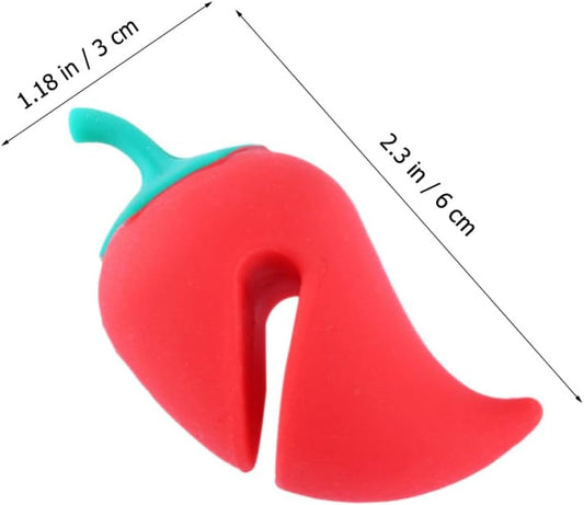 Beaupretty 6pcs Pepper-shaped Silicone Pot Lid Lifters Spill-proof Boil Stoppers Kitchen Pan Spill Guards for Cooking Prevention