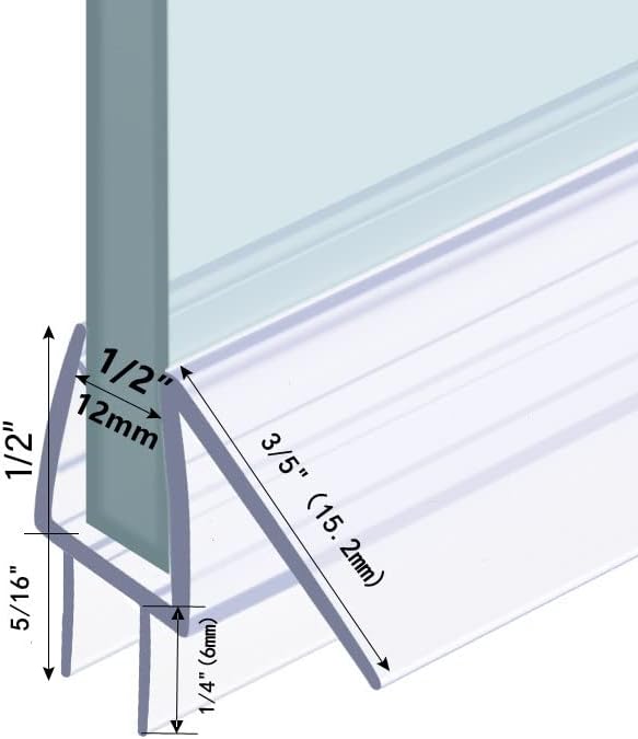 Shower Door Bottom Seal 2-Pack, 36"(914mm) Long PVC Strips with Drip Rail for 5/16"(8mm) Glass Door, Prevent Water from Spilling and Keeps The Room Clean