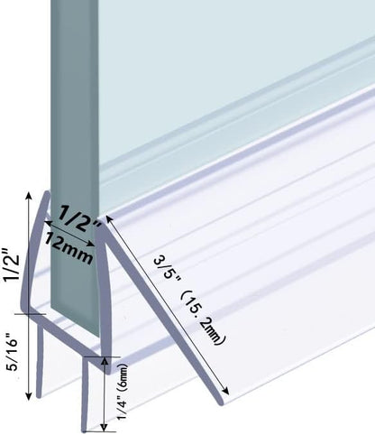 Shower Door Bottom Seal 2-Pack, 36"(914mm) Long PVC Strips with Drip Rail for 5/16"(8mm) Glass Door, Prevent Water from Spilling and Keeps The Room Clean