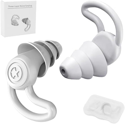 Silicone Earplugs for Sleeping and Noise Reduction, 40dB Protection Reusable Triple Layer Design Ear Plugs