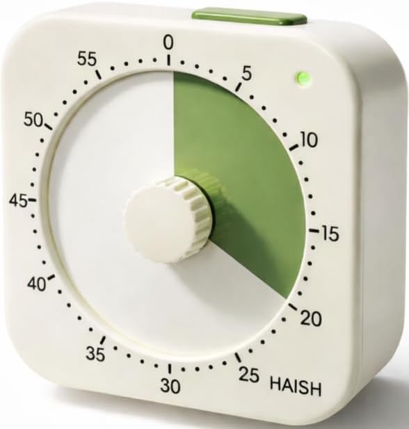 60 Minute Visual Timer for Kids - Premium Countdown Timer with Magnetic Back & Pause Function, Silent Operation for Classroom Teaching Home, Time Management Tool(Batteries Included) (Green)