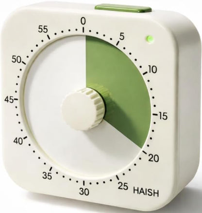 60 Minute Visual Timer for Kids - Premium Countdown Timer with Magnetic Back & Pause Function, Silent Operation for Classroom Teaching Home, Time Management Tool(Batteries Included) (Green)