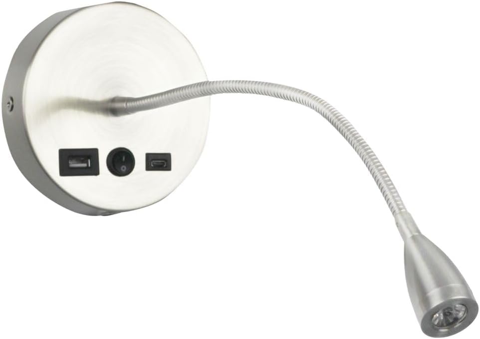 Newhouse Lighting 4.5 in. W x 15 in. H Cole Gooseneck Reading Light in Matte Black with USB-A and USB-C Charging Ports NHRL-CO-BLK, Bedside Lamp for Nightstands, Space-Saving Office Desk Accessory