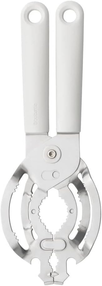 Brabantia Tasty+ Universal Can, Jar, Bottle Opener (Light Grey) Easy to use, Unscrews Small or Large Caps, Tops Lids