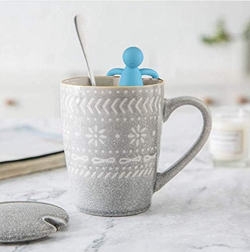 Leden Tea Infuser for Loose Leaf Tea Cute Tea Strainer Ball Stainless Steel Extra Fine Mesh Tea Steeper Filter for Cup Mug Silicone Handle Grey