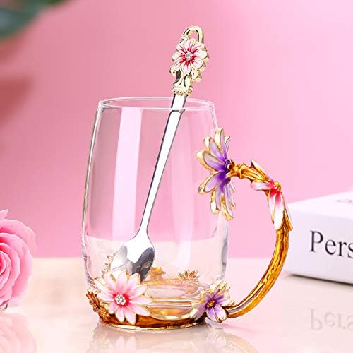 Luka Tech 35OZ Enamel Glass Flower Teapot Gifts For Women