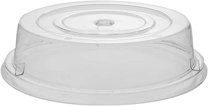 Restaurantware Cater Tek 11 Inch Polycarbonate Plate Cover 1 Shatterproof Dish Cover - Microwavable Endures Up To 210F Clear Plastic Splatter Cover With Finger Hole For 11 Inch Plates