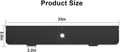 33 Inch sink splash guard Silicone Splash Guard Mat for Faucet, Narrow Edge Water Barrier for Kitchen Sink And Bathroom Washbasin (Black) (Black)