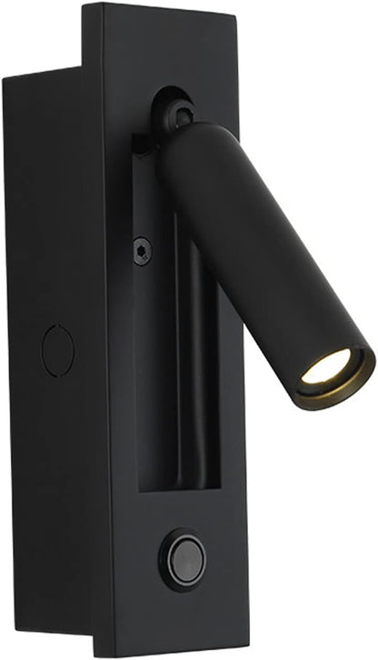 LED Bedroom Lamp Headboard Wall Light Sconce, Bedside Reading Light Recessed Push Switch Wall Lamps, Hotel Bed Side Decorative Wall Sconces Spotlight, 360° Rotatable 92° Foldable (Brass+Black)