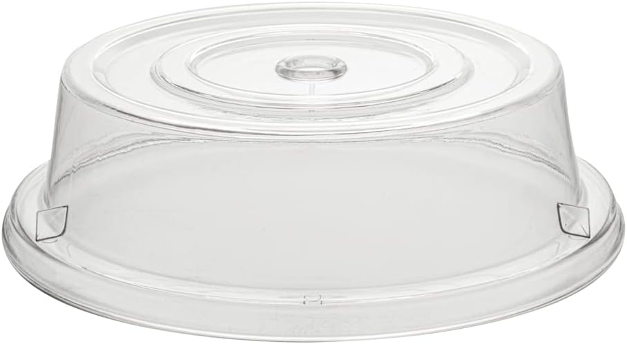 Restaurantware Cater Tek 11 Inch Polycarbonate Plate Cover 1 Shatterproof Dish Cover - Microwavable Endures Up To 210F Clear Plastic Splatter Cover With Finger Hole For 11 Inch Plates