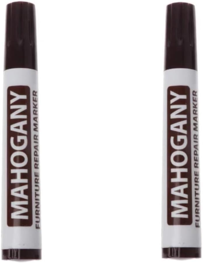 2Pcs Brown Furniture Repair Wood Cabinet Floor Touch Up Markers Scratch Filler Remover - Mahogany,Wood Polish and Care