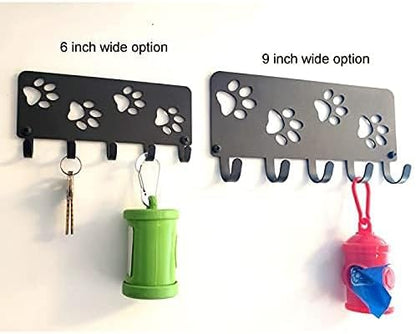 Walking Paws Key Rack Dog Leash Organizer - Large 9 inch | Made in USA. 5 Hooks. Wall Mounted