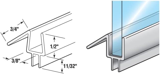Prime-Line M 6258 Frameless Shower Door Bottom Seal for 3/8 In. Thick Glass Doors – Stop Shower Leaks and Create a Water Barrier, 36 In., Clear Vinyl (Single Pack)