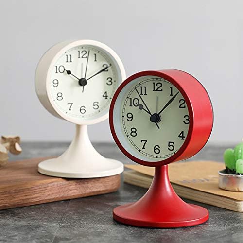 3" Round Quartz Analog Metal Alarm Clock Silent Non Ticking Desk Clock
