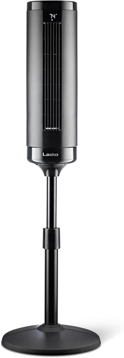 Lasko Elevation Tower Fan for Bedroom, Office, and Living Room - 42”-54” Adjustable Height Cooling with 31 ft/s Airflow and 90° Oscillation- Quiet 28 dB Operation - Remote Control - Black
