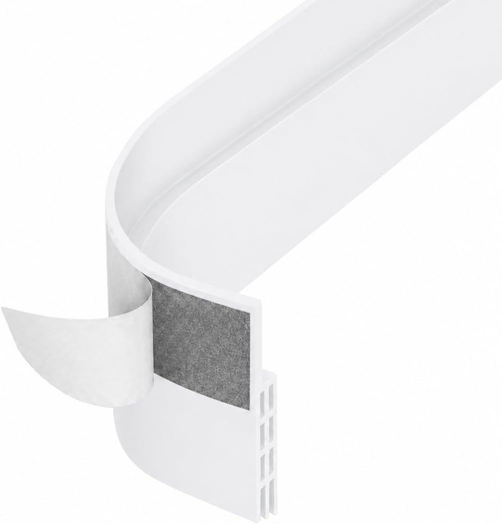 Adhesive Backed Door Draft Stopper – Silicone Under Door Sweep for Interior & Exterior Doors, Noise & Air Insulation, Self Stick Weather Stripping Door Seal, 2" W x 39" L (White) by Randall Mfg