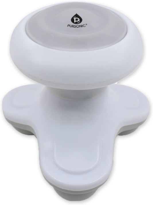 Pursonic Handheld Sport Massager Mini Portable for Hand, Head, Neck, Back, Legs & Arms Pain Relief Easy Grip Handle, 3 Vibrating Massage Modes (White)