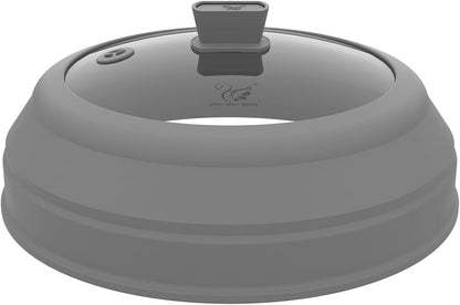 Microwave Splatter Cover Glass Splatter Guard Lid with Collapsible Silicone for Food Pot Cover Plate Cover 10.8 inch Black