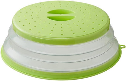 Collapsible Microwave Splatter Cover, 10.5 Inch, Dishwasher-safe, Microwave Plate Cover With Steam Vent，BPA-Free Silicone & Plastic (white)