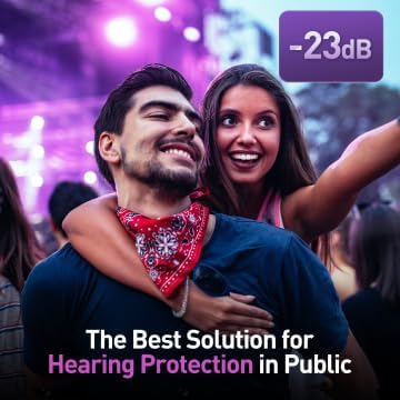Reure High Fidelity Concert Ear Plugs, Noise Cancelling Silicone Ear Plugs 2 Pairs Great for Concerts Loud Music, Musicians, Motorcycles, Airplanes, Raves, Hearing Protection -23 dB