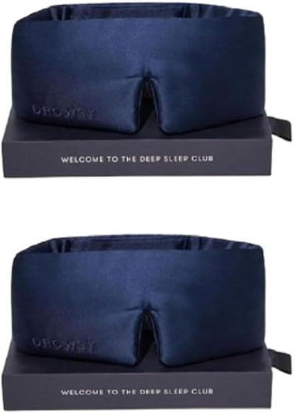 DROWSY Silk Sleep Mask - Face-Hugging, Padded Cocoon for Luxury Sleep in Total Darkness - 100% Pure Mulberry Silk, Skin-Hydrating & Adjustable (Midnight Blue)