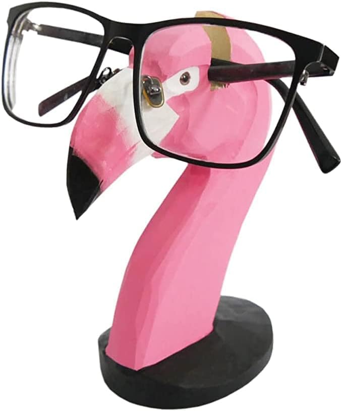 Red Dollar Handmade Wood Carved Animal Eyeglass Holder, Cute Sunglasses Display Stand, Nightstand Home Office Desk Decor, Christmas Holiday New Year Business Gift for Men Women Adults (Dog)