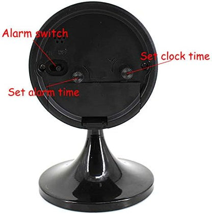 3" Round Quartz Analog Metal Alarm Clock Silent Non Ticking Desk Clock