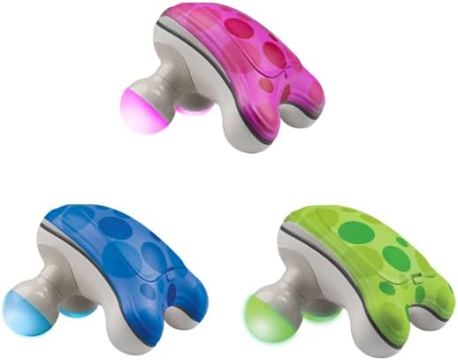 Homedics Ribbit Mini Handheld Massager Green, Blue or Pink (Color May Vary) | Vibrating Electric Massager with Comfort Grip and LED Light, Batteries Included, Comes in variable colors