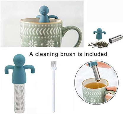 Leden Tea Infuser for Loose Leaf Tea Cute Tea Strainer Ball Stainless Steel Extra Fine Mesh Tea Steeper Filter for Cup Mug Silicone Handle Grey