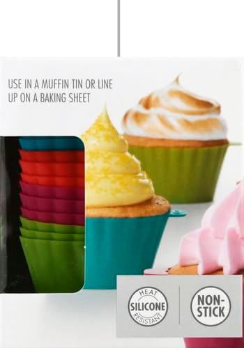 OXO Good Grips Silicone Baking Cups, Pack of 12, Reusable, BPA-Free, Dishwasher Safe, Non-Stick, Food Grade, Cupcake Cups, Muffin Cups, Cupcake Liners, Muffin Liners