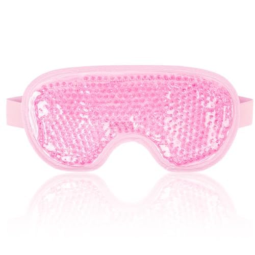 NEWGO Cooling Gel Eye Mask - Reusable Cold Pack for Puffy Eyes, Dark Circles, Migraine, Stress Relief - Purple With Soft Plush Backing
